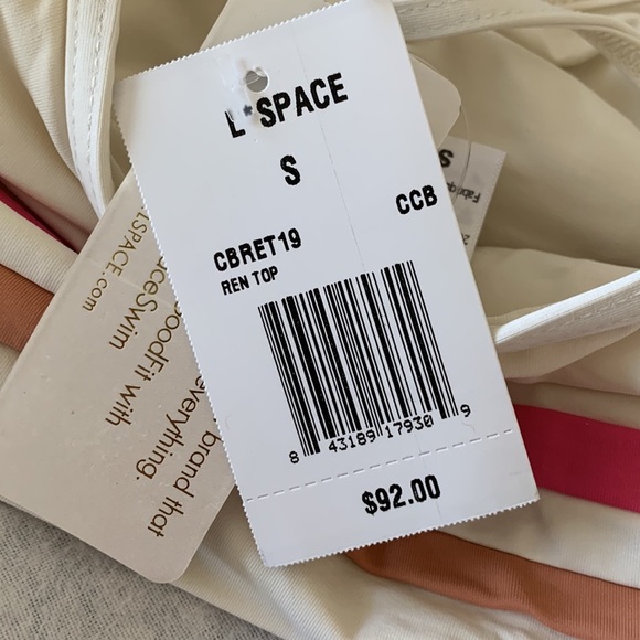 L*Space Ren Women’s Striped Bandeau Style Bikini Top Spaghetti Strap NWT Size S - Picture 3 of 6